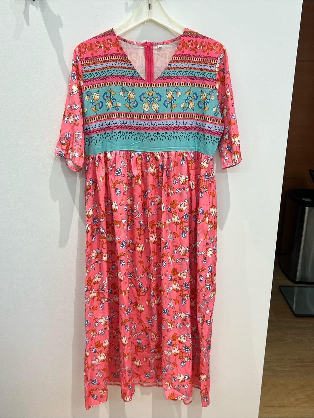 Midi summer dress size L. New. High waist under bust. Silky fabric , imported.